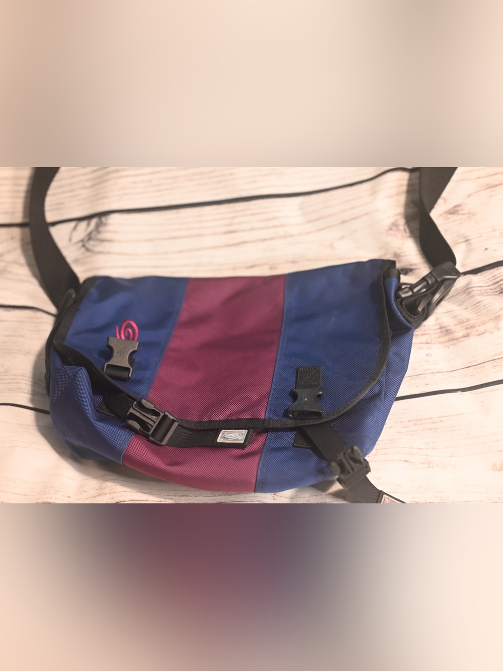 Timbuktu  Two-Tone Blue & Pink Messenger Bag